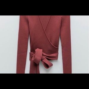 Zara Knit Wrap Top with Tie